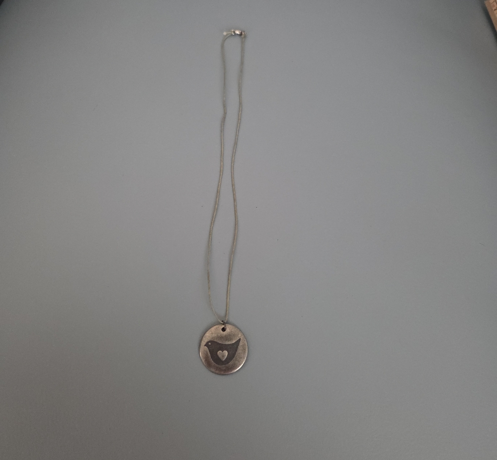 Michael Kors Silver Heart Disc Pendant Necklace